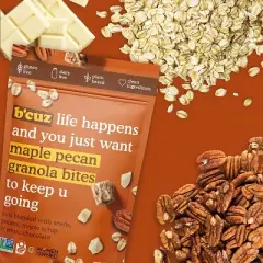 B'cuz Maple Pecan Granola Bites 1oz-Bag Gluten Free Healthy Snacks for Adults & Kids - 10 Bags