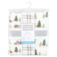 Hudson Baby Infant Boy Quilted Cotton Swaddle Wrap 3pk, Forest Animals, 0-3 Months