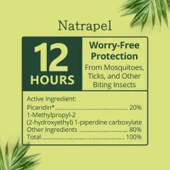 Natrapel Tick & Insect Repellent Wipes - Bug Spray with 20% Picaridin - Protection Against Mosquitoes, Ticks & More - 12 Wipes, 3 Pack