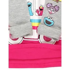 Girl's 123 Sesame Street Bus Ride Graphic Tee with Faux Layered Printed Long Sleeves for Infant