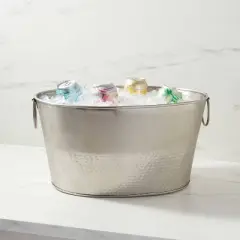 23.5L Stainless Steel Hammered Metal Oval Beverage Tub - Threshold&trade;