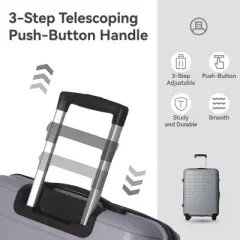 Syemin Luggage Luggage Set 3 Piece PP Hardshell Carry on Suitcase with Spinner Wheels TSA Lock Lightweight Suitcases, Grey, 20.47"*11.22"*29.33"