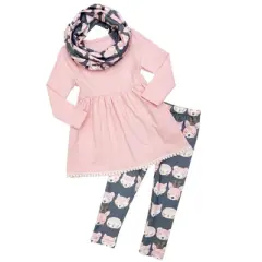 Girls Forest Friends Tunic, Legging & Scarf Set - Mia Belle Girls
