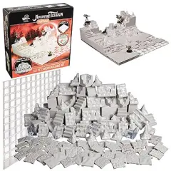 Monster Adventure Terrain- 141pc Paintable Cavern Set w Baseplate- Fully Modular and Stackable 3-D Tabletop World Builder Compatible