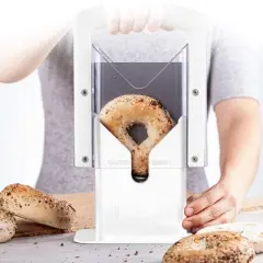 Cheer Collection Bagel Slicer with Safety Shield, White