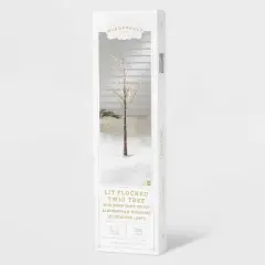 6ft LED Dew Drop Brown Flocked Twig Tree LED Christmas Novelty Sculpture Light Warm White - Wondershop&trade;