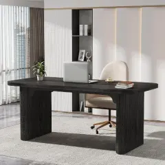 Tribesigns 62" Executive Desk, Large Office Computer Desk with Double Pedestal, Modern Simple Rectangle Writing Table for Home Office