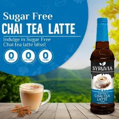Syruvia Sugar Free Chai Tea Latte Syrup - 25.4 fl oz. Premium Flavoring Syrup For Coffee