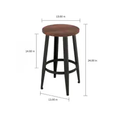 Hastings Home Counter Height Backless Stools with Metal Base and Wooden Seat, Dark Walnut, Set of 2