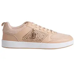 bebe Women's Casual Lace-Up Shoes - Fashion Sneakers with Embellished Upper and Logo Dangle Charm