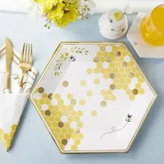 Kate Aspen Sweet as Can Bee 9 in. Premium Paper Plates (Set of 32) | 28556NA