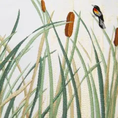 RightSide Designs Cattails & Red Winged Blackbird Indoor/Outdoor Throw Pillow