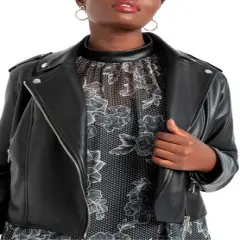ELOQUII Women&rsquo;s Plus Size Faux Leather Moto Jacket
