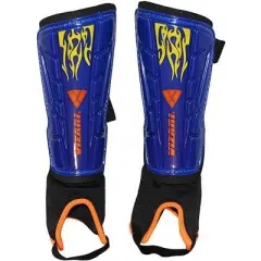 Vizari Blaze Soccer Shinguard - Lightweight PP Shell for Protection, Secure Fit, Breathable Material, Unique Orange Flames Graphics, Ankle Protection for Boys and Girls