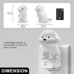 DORESshop Plug-in Puppy Night Light for Kids, RGB + 3000K, Dusk to Dawn Sensor, Cute Dog Design for Bedroom, Nursery, Gift