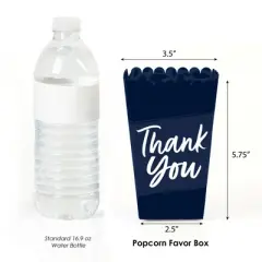 Big Dot of Happiness Navy Blue Elegantly Simple - Guest Party Favor Popcorn Treat Boxes - Set of 12