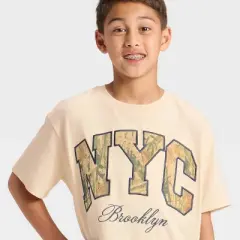 Boys' Camo NYC Brooklyn Oversized Short Sleeve Graphic T-Shirt - Beige