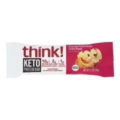 Think! Chocolate Peanut Butter Cookie Dough Keto Protein Bar - Case of 10/1.2 oz