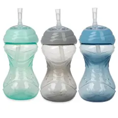 Nuby 3pk Clik-It Flexi-Straw Cup - Aqua/Grey/Blue - 10oz
