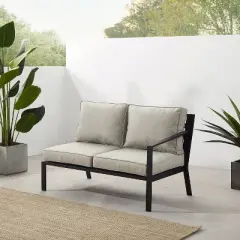 Clark Outdoor Steel Right Side Loveseat Taupe/Matte Black - Crosley
