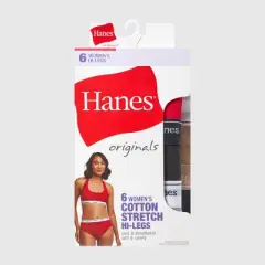 Hanes Originals Women's 6pk Breathable Stretch Cotton Hi Cut Underwear- Colors May Vary