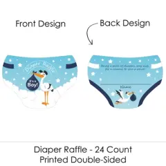 Big Dot of Happiness Boy Special Delivery - Diaper Shaped Raffle Ticket Inserts - It&rsquo;s A Boy Stork Baby Shower Activities - Diaper Raffle Game - 24 Ct