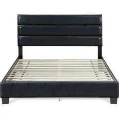 Hudson Leather Upholstered Bed Black - ClickDecor