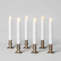 6ct Battery Operated LED Christmas Candolier Warm White with Brushed Silver Base - Wondershop&trade;
