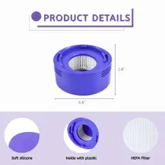 Nispira True HEPA Vacuum Filters Replacement Kit Compatible with Dyson V7 V8 Animal and Absolute Vacuum, Compare to Part #967478-01, 2 Packs