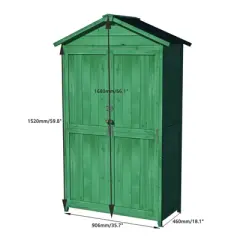 MOEPISY Outdoor 35.6 inches x 18.1 inches x 66.15 inches Wood Storage Shed, Garden Tool Cabinet with Waterproof Asphalt Roof