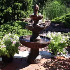 Sunnydaze 43"H Electric Fiberglass and Resin 3-Tier Flower Blossom Outdoor Water Fountain