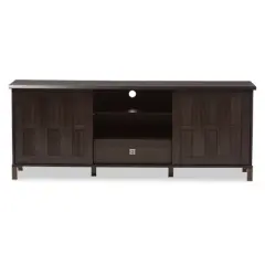 Unna Wood TV Cabinet with 2 Sliding Doors and Drawer TV Stand for TVs up to 70" Dark Brown - Baxton Studio