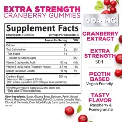 Cranberry Gummies 50:1 Cranberry Extract - Urinary Tract Support Made with 25,000mg, Helps Cleanse & Protect - 60 Gummies By Nature's Nutrition