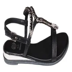 GC Shoes Lidia Metallic Embellished Slingback Flat Sandals