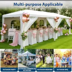 10x20 FT Heavy Duty Canopy Tent with 6 Removable Sidewalls, Thickened Legs, 420D Fabric, Roller Bag, 6 Sandbags, 18 Stakes