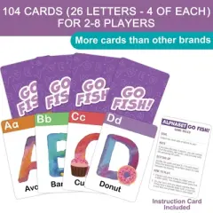BenBen Alphabet Go Fish Card Game for Kids 3+,104 Cards, Oversized ABC Learning Playing Cards