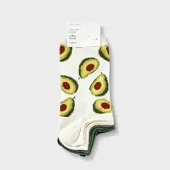Women's Avocado 3pk Low Cut Socks - A New Day&trade; Ivory/Olive Green/Black 4-10: Tagless Design