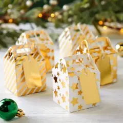 Juvale 36-Pack Mini Gold Gift Boxes - Tiny 2x2x2 Favor Boxes for Wedding, Birthday, Treats, with Tags and String (3 Patterns)