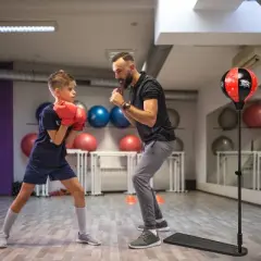 Costway Kids Punching Bag w/Adjustable Stand Boxing Gloves Boxing Set, Red