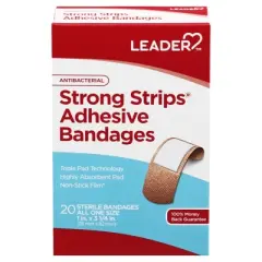 Leader Antibacterial Strong Strips All One Size Adhesive Bandages 20 ea