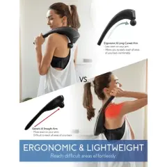 Zyllion ZMA-27 Cordless Rechargeable Handheld Massager with Heat - Black