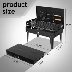 Winado Portable Square Charcoal Grill in Black