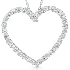Pompeii3 10K White Gold 1/2ct Lab Created Diamond Heart Pendant 18" Necklace