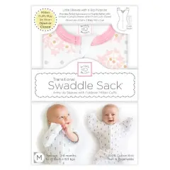 SwaddleDesigns Transitional Swaddle Sack Wearable Blanket - Pink Heavenly Floral - M - 3-6 Months