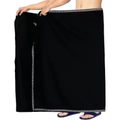 LA LEELA Men's Beachwear Cover Up For Men Swimwear Pareo Wrap Summer Long Casual Vacation Sarongs Lava Lava Cover-Up One Size Black, Solid