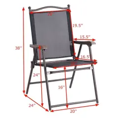 Costway Set of 2 Patio Folding Sling Back Chairs Camping Deck Garden Beach Brown/Black/Gray/Yellow/Navy