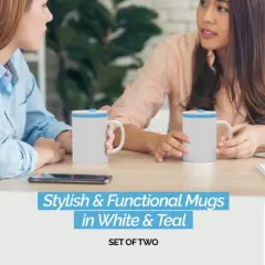 Copco Iconic 16oz Double Wall Insulated Desk Mug with Lid & Handle, Set of 2, BPA-Free Reusable Plastic, Spill-Proof - (Teal)