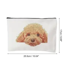 Unique Bargains Durable Teddy Dog Pattern Makeup Bag White 1 Pc