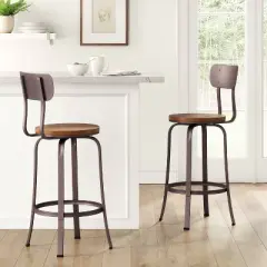 Dakota Swivel Wood Seat Barstool with Adjustable Legs Metal - Threshold&trade;