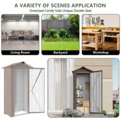 2.5x1.4FT Outdoor Metal Backyard Storage Shed with Waterproof Galvanized Iron,Compact Garden Tool Shed,Lockable Metal Storage Cabinet-Coolbibila